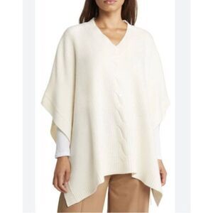 Nordstrom V-Neck Wool Cashmere Poncho Cape in Ivory Cloud  One size